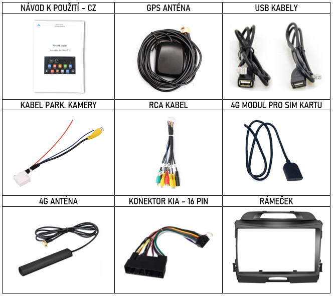 CZ příslušenství pro autorádio Isudar T72+T75 pro Kia Sportage 3 s carplay a androidauto - evtech.cz